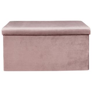 Coffre Banc Pliable Design Velours Giulia - L. 76 X H. 38 Cm - Rose