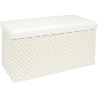 Banc Coffre De Rangement Tressage Mirage Blanc