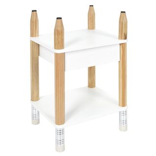 Table De Chevet Enfant "crayon" 51cm Blanc et Beige