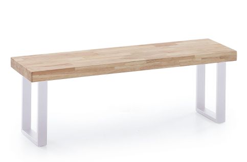 Banc D'assise Coloris Chêne Nordique / Pieds Blanc - Largeur 120 X Profondeur 34 Cm X Hauteur 47 Cm