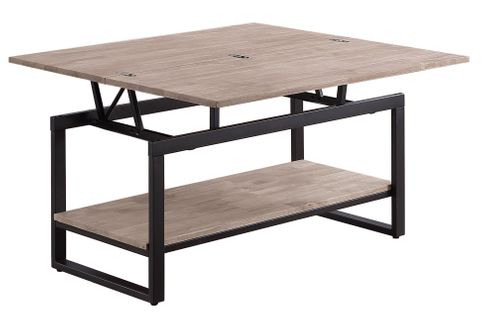 Table Basse Avec Plateau Relevable Et Extensible En Bois De Chêne Miel Avec Pieds En Métal