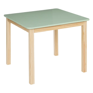 Table Carrée Pour Chambre D'enfant En Mdf/pin Coloris Vert/naturel - L. 60 X P. 60 X H. 48 Cm