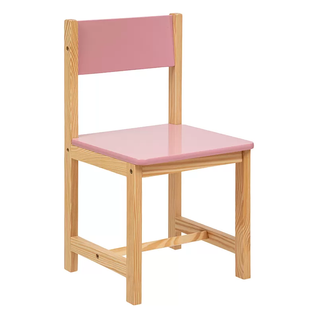 Chaise Pour Chambre D'enfant En Mdf/pin Coloris Rose/naturel - L. 29 X P. 29 X H. 54.5 Cm