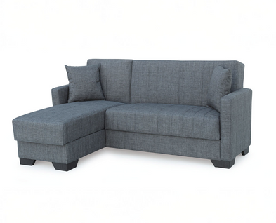 Canapé-lit Clic-clac Avec Rangement Revêtement En Tissu Gris, Sofa Convertible 3 Places