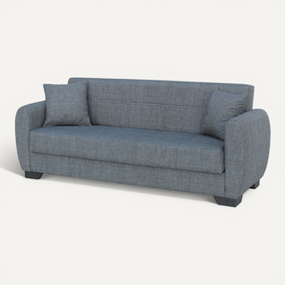 Canapé-lit 3 Places Sofa Convertible En Tissu Gris - L. 215 X H. 85 X P. 84 Cm
