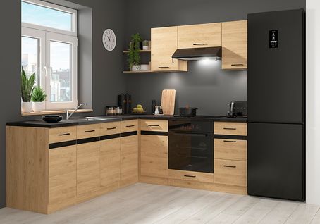 Cuisine D'angle Complète 200x220 Cm, Meubles De Cuisine Modulables, Plan De Travail Non Inclus