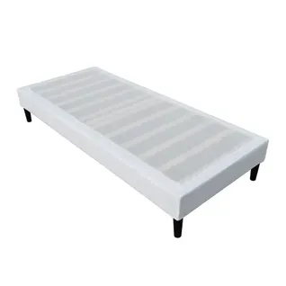 Sommier 80x200 Cm Déhoussable Avec Pieds 20 Cm Et 13 Lattes En Tissu Blanc 100% Polyester