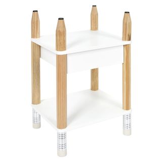 Table De Chevet Crayon Avec Tiroir Pour Chambre D'enfant - Blanc Et Marron