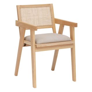 Fauteuil De Table En Bois Et Cannage Kolia - Beige