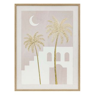 Toile Imprimée Encadrée Medina - 45 X 60 Cm - Beige Et Doré