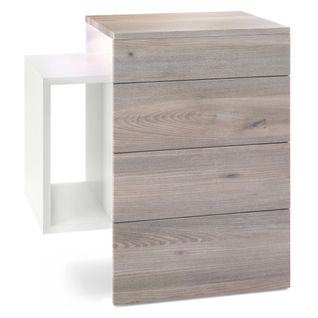 Table De Chevet Blanc Mat Et  Chêne Nordic (lxhxp) : 60 X 63 X 36 + LED