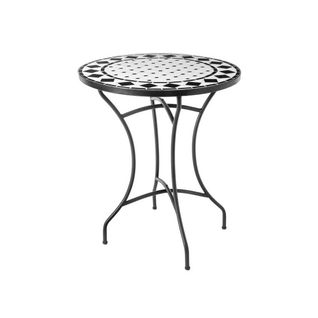 Table Ronde Céramique Mosaïque/fer Forgé Noir/blanc - Lombok