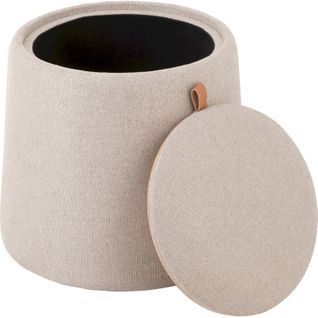 Pouf Table D'appoint Rond En Textile Beige Élégant Et Polyvalent