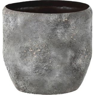 Cache Pot Métal Gris Effet Rugueux Style Contemporain Élégant
