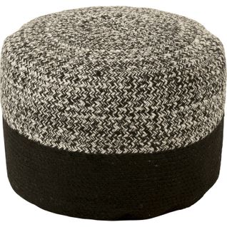 Pouf D'extérieur Tressé Noir Et Blanc Design Contemporain