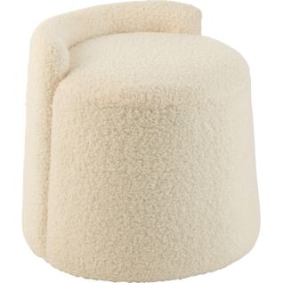 Pouf Rond Blanc Dossier Bouclé Confort Cocooning Élégant