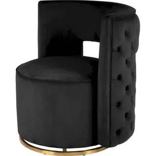 Fauteuil Pivotant Velours Noir Et Or Style Glamour