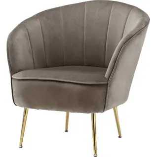 Fauteuil Cocktail En Velours Taupe Pieds En Métal