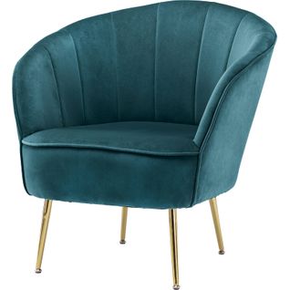 Fauteuil Cocktail En Velours Teal Pieds Métal Doré