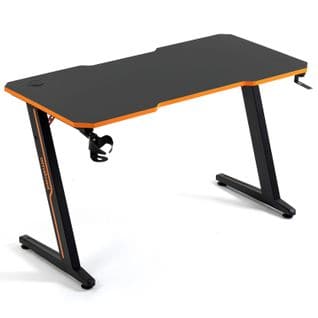 Desk120z-orange Bureau Informatique Finition Orange - 1m20 - Style Carbone - Porte Casque et Gobelet