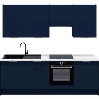 Ensemble De 8 Meubles De Cuisine - L. 245 Cm - Bleu Marine - Luzia