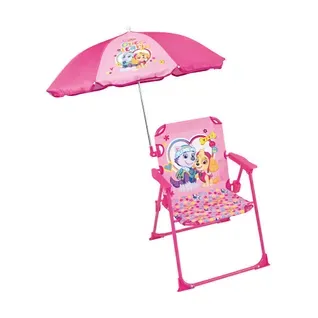 Chaise Pliante Avec Parasol Pat'patrouille Rose - Motif Stella Et Everest