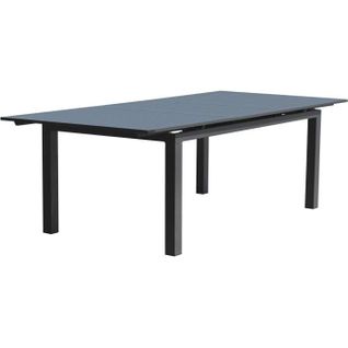 Table De Jardin Rectangulaire Extensible - Gris Anthracite - Alu - 12 Pers - 240/300x100 Cm - Miami