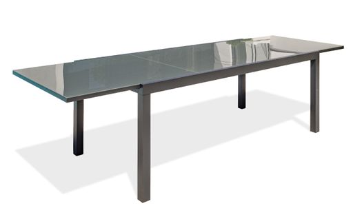 Table De Jardin 12 Places En Aluminium Et Plateau Verre - Gris Anthracite - Tolede