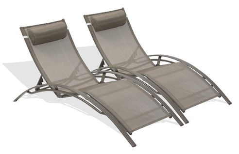 Lot De 2 Bains De Soleil Cl76 Aluminium Et Textilène Cappuccino - Cl76