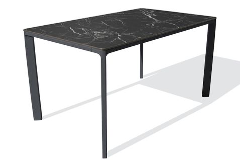 Table De Jardin 6 Places En Aluminium Laqué Et Peinture Epoxy Noire - Meet