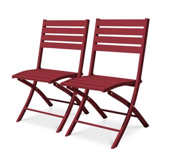 Lot De 2 Chaises De Jardin En Aluminium - Rouge Carmin - Marius
