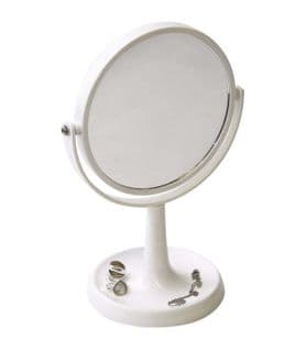Miroir Sur Pied Blanc 1 Face Normale Et 1 Face Grossissante X3