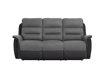 Canapé De Relaxation 3 Places En Microfibre / Simili Léon -  Gris / Noir