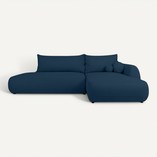 Fabio - Canapé D'angle Convertible 5 Places En Tissu Texturé Bleu
