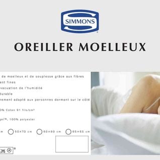 Oreiller Moelleux Percale Microgel (lot De 2) 60x60