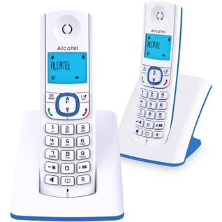 Téléphone Sans Fil F530 Duo Mains Libres Bleu Sans Répondeur Ecran Lcd