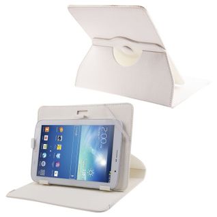 Housse Universelle Tablette Protection 8 Pouces Rotation 360° Simili Cuir Blanc