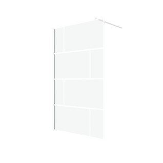 Paroi De Douche à L'italienne 120x195cm - Sérigraphie Type Briques - Profile Blanc - White Blocks