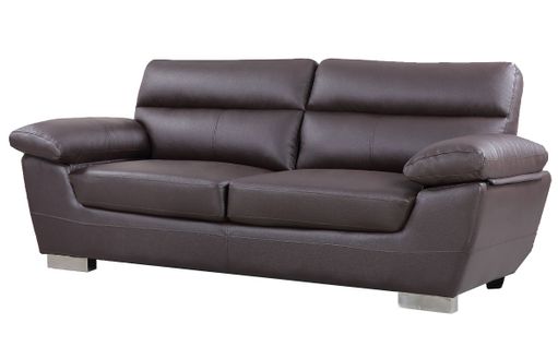 Canapé Fixe en Cuir Reconstitué et Pvc "Dallas" - 210 x 88 x 90 cm - 3 Places - Chocolat