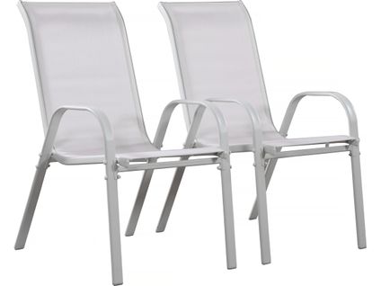 Fauteuil Jardin Textilène "cordoba" - Phoenix - Gris Clair - Lot De 2