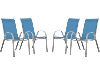 Fauteuil Jardin Textilène "cordoba" - Phoenix - Bleu - Lot De 4