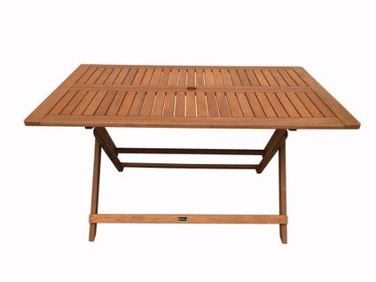 Table Pliante Bois Exotique "hong Kong" - Maple - 135 X 80 Cm - Marron Clair