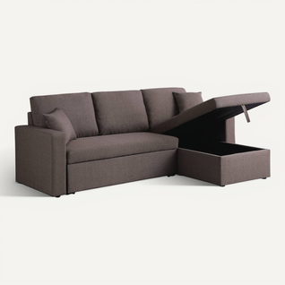 Canapé D'angle Convertible/ Réversible Avec Coffre "alain" - 3 Places - Taupe