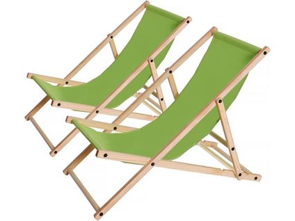 Lot De 2 Transats En Bois "chilienne" - 107 X 56.5 X 81 Cm - Vert