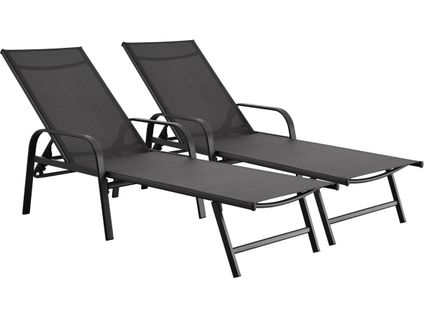 Lot De 2 Bains De Soleil En Métal "farniente"- Gris