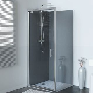Porte De Douche D'angle Avec Porte Pivotante Nerina - 90x80 Cm