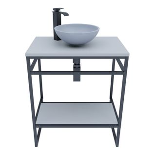Meuble Salle De Bain Avec Vasque à Poser Structura 70 Cm - Gris