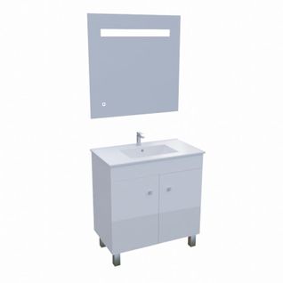 Meuble Ecoline 80 Cm Avec Plan Vasque Et Miroir Elégance Ht80- Blanc