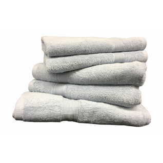 Lot De 5 Serviettes Gris Perle, Éponge 100 % Coton 600 G/m² - Douceur Et Absorption, 3 Tailles