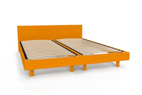 Lit Twin Bois Massif, Couleur: Orange, Dimensions: 80x200